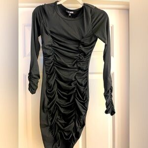 Fashion Nova Black Ruched Dress